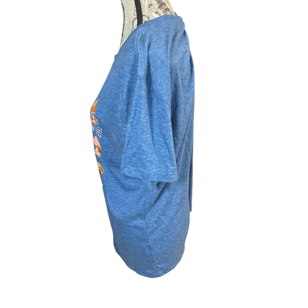 Blue T-Shirt with Mushroom Print - Picture 2 of 7